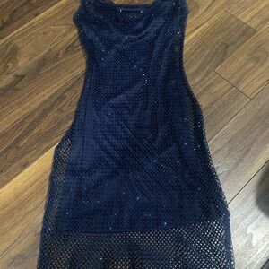 Windsor Midnight Blue Mesh Mini Dress